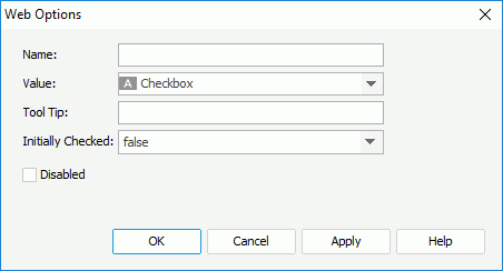 Web Options dialo for Checkbox