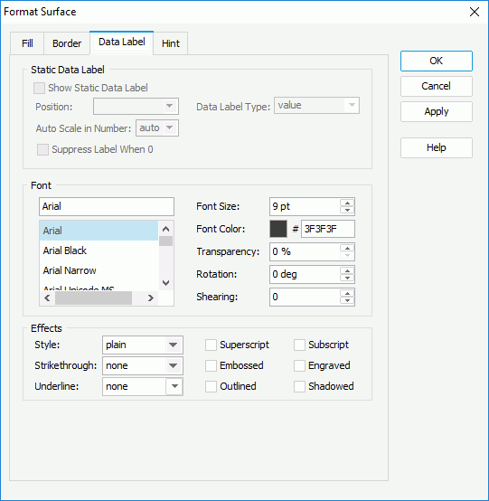 Format Surface - Data Label