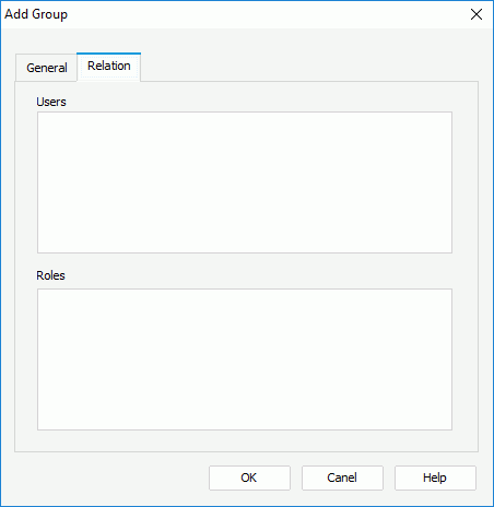 Add Group dialog box - Relation