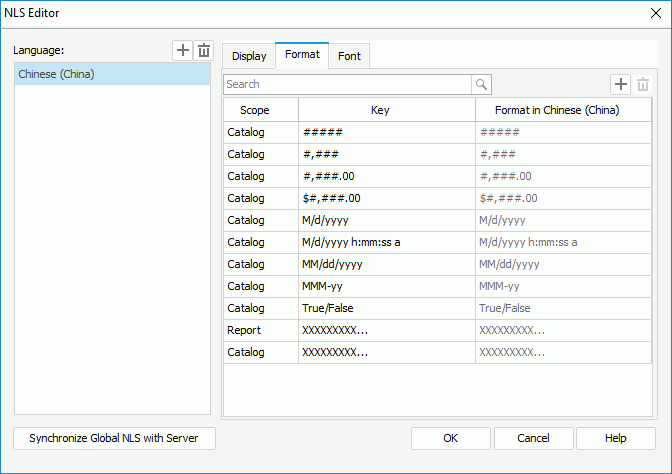 NLS Editor - Format tab