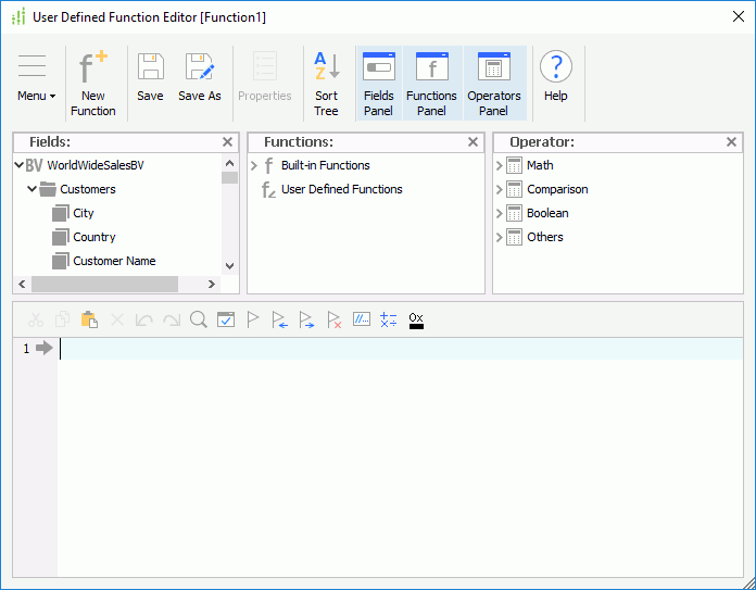 User Defined Function Editor