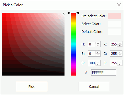 Pick a Color dialog box