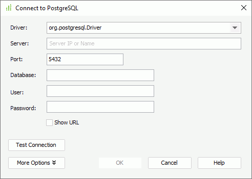 Connect to PostgreSQL dialog box