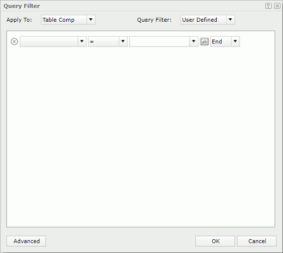 Query Filter dialog box - Basic mode