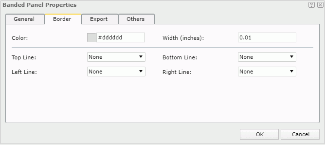 Banded Panel Properties dialog box - Border tab