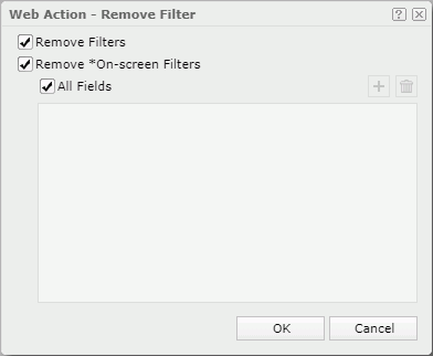 Web Action - Remove Filter dialog