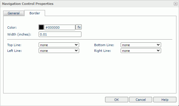 Navigation Control Properties dialog box - Border tab