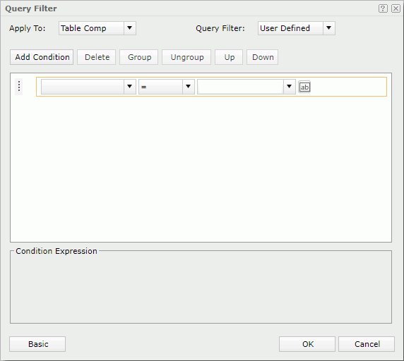 Query Filter dialog box - Advanced mode