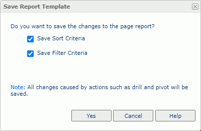 Save Report Template dialog box