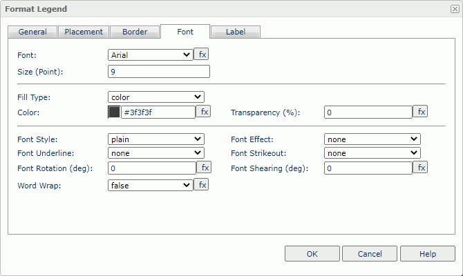 Format Legend dialog box - Font