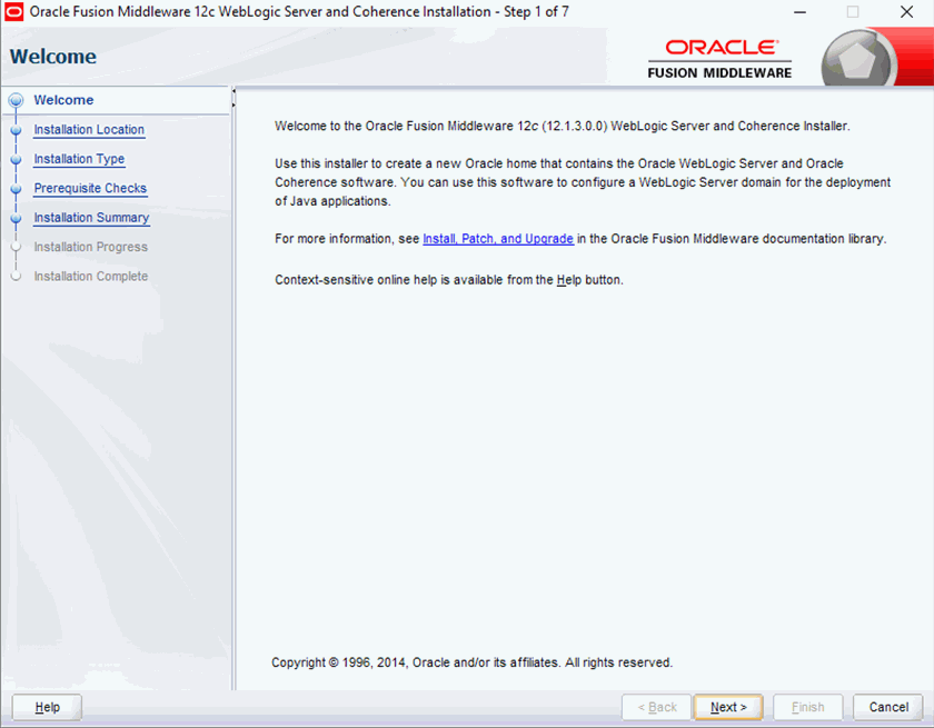Oracle WebLogic Server Installation Wizard