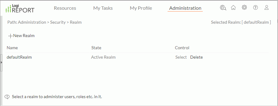 Security - Realm page