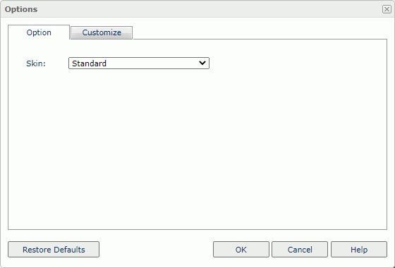 Options dialog - Option tab