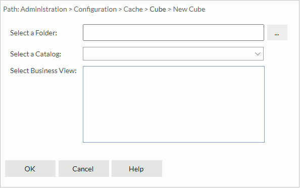 New Cube dialog box- Select Business View