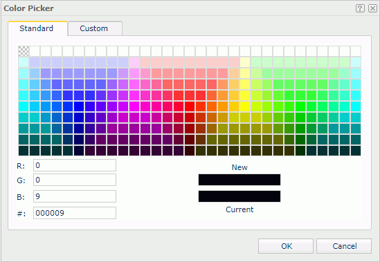 Color Picker dialog box - Standard tab
