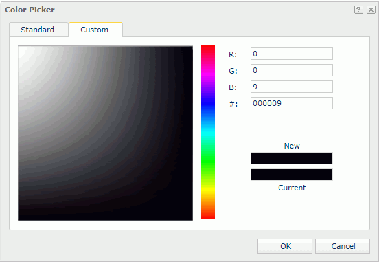 Color Picker dialog box - Custom tab