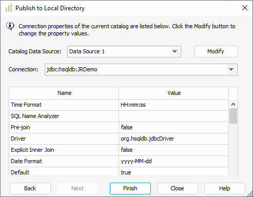 Publish to Local Directory dialog box