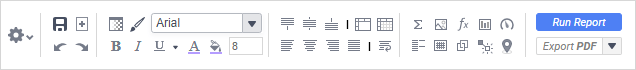 Advanced Report Designer toolbar