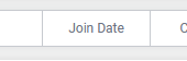 "Join Date" column header with no column sort icon