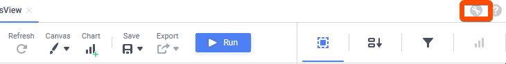 The ExpressView Designer toolbar with the wrench icon highlighted by a red outline showing the location of the icon to open the User Preferences dialog