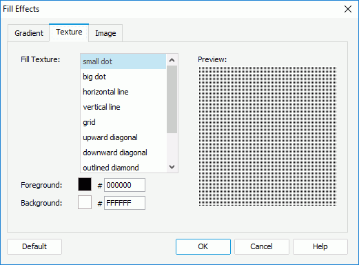 Fill Effects dialog box - Texture tab