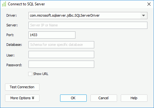 Connect to SQL Server dialog box