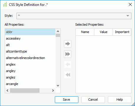 CSS Style Definition dialog box