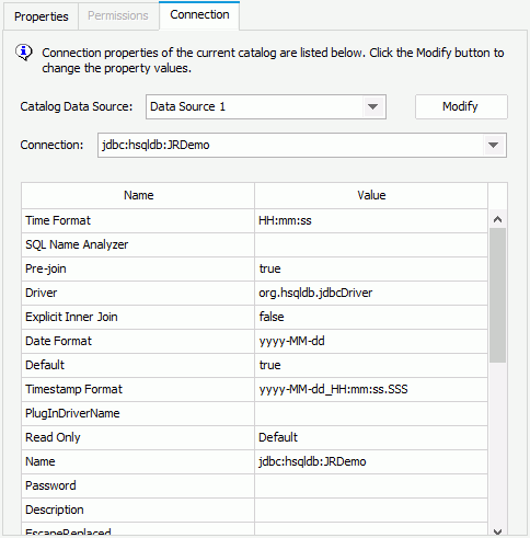 Data Source Connection Properties