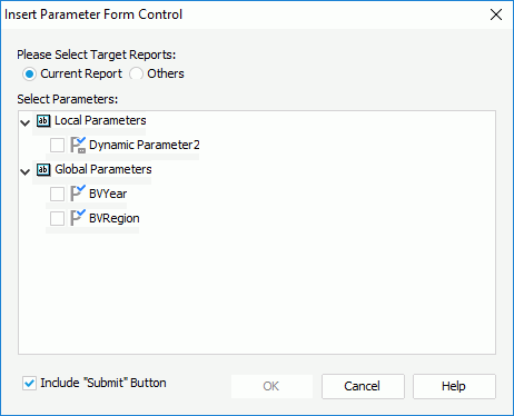 Insert Parameter Form Control dialog box