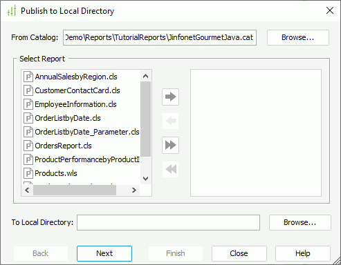 Publish to Local Directory dialog box
