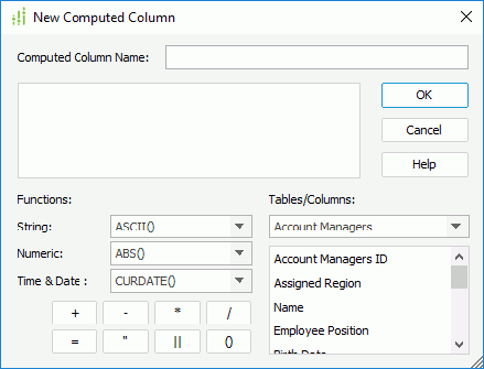 New Computed Column dialog box