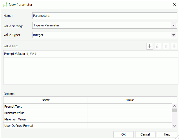 New Parameter dialog box