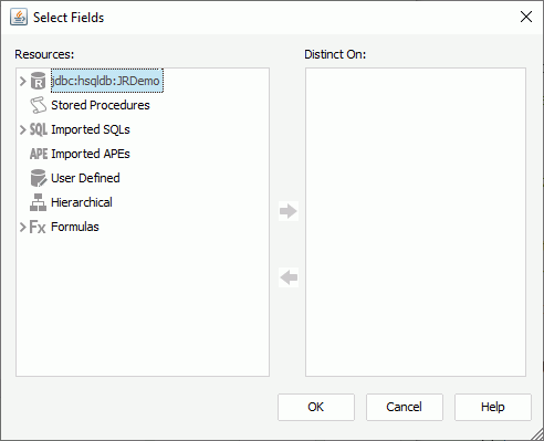 Select Fields dialog box