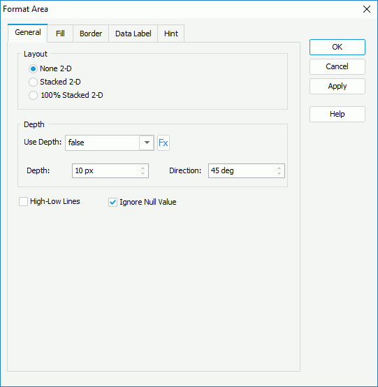 Format Area dialog box - General tab