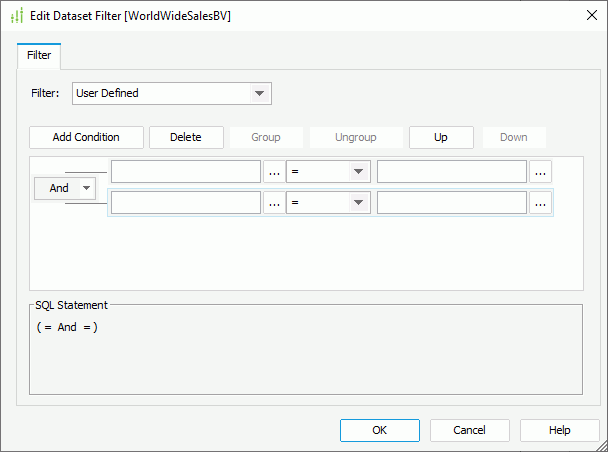 Edit Dataset Filter dialog box