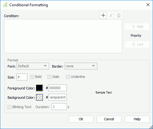 Conditional Formatting dialog box for a field