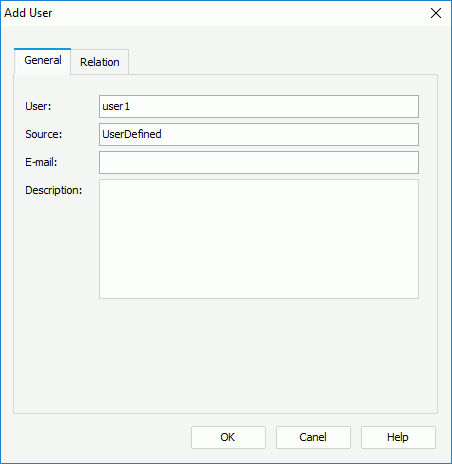 Add User dialog box - General