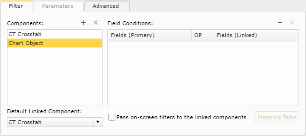 Insert Link - Filter Tab