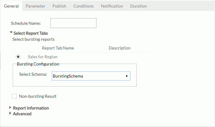 Select Bursting Schema