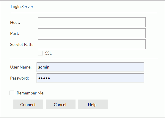 Login Server dialog