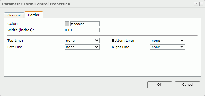 Parameter Form Control Properties dialog - Border tab
