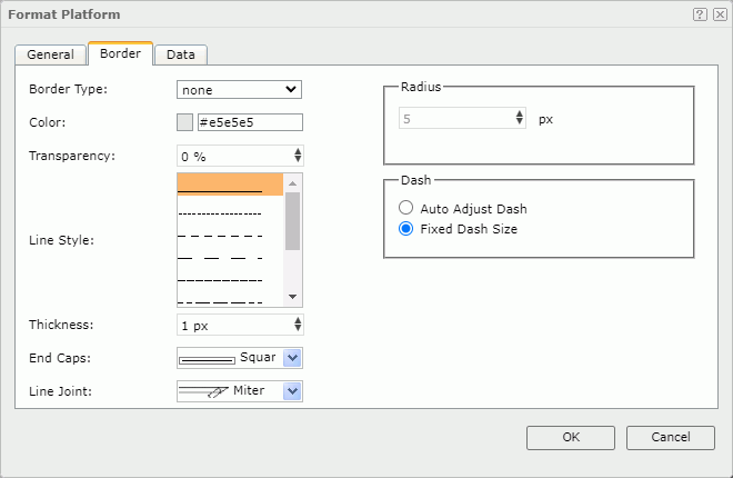Format Platform dialog box - Border tab