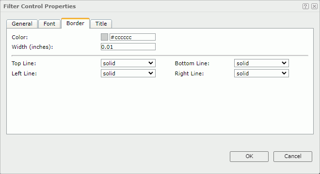 Filter Control Properties dialog - Border tab