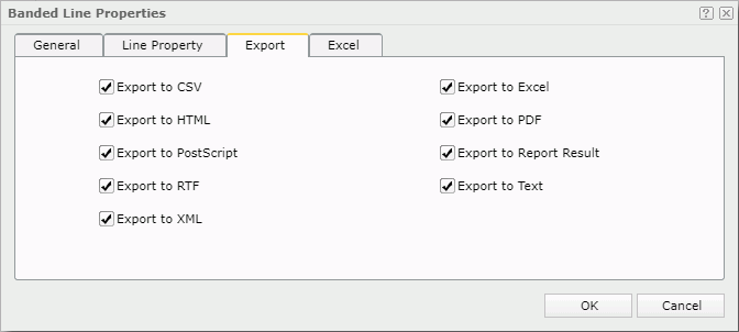 Banded Line Properties dialog box - Export tab
