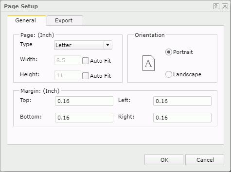 Page Setup dialog box - General tab