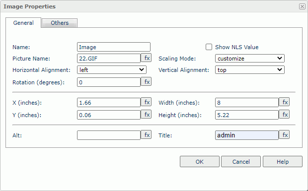Image Properties dialog box - General tab