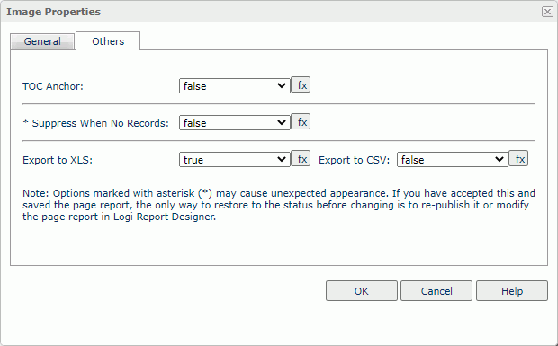 Image Properties dialog box - Others tab