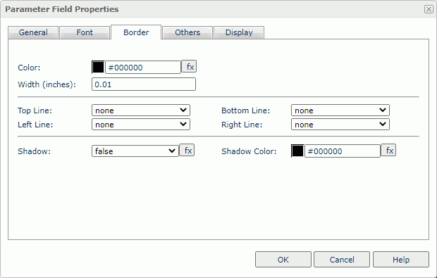 Parameter Field Properties dialog box - Border tab
