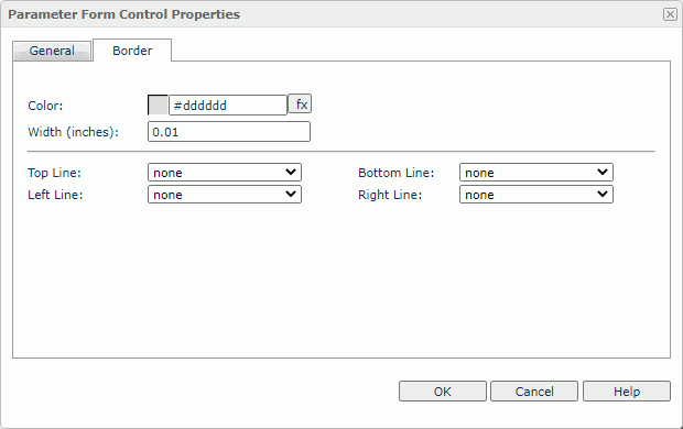 Parameter Form Control Properties dialog box - Border tab