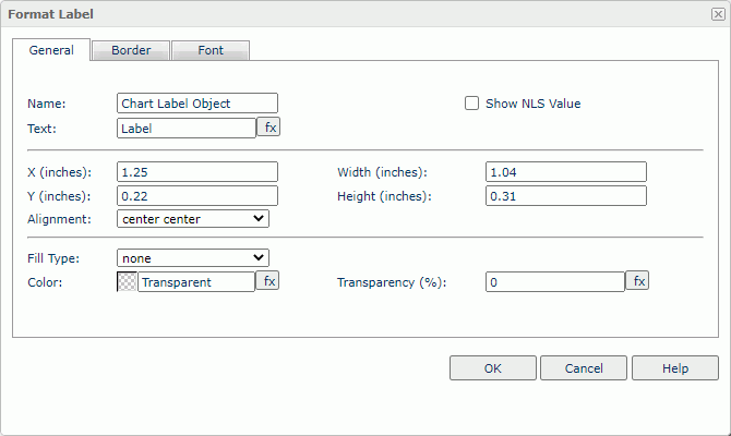 Format Label dialog box - General tab